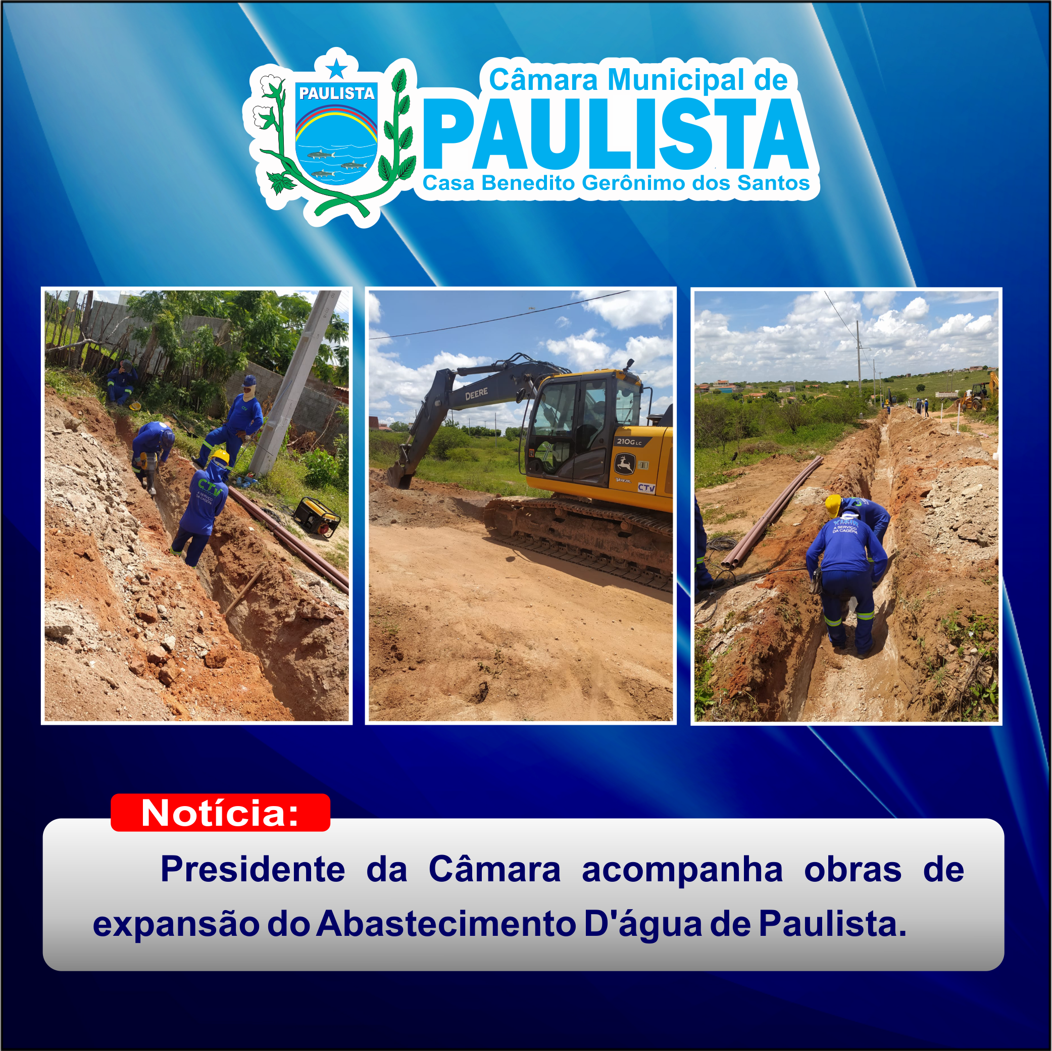 Presidente da Câmara acompanha obras de expansão do Abastecimento D’água de Paulista